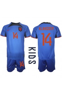 Fotbalové Dres Holandsko Davy Klaassen #14 Dětské Venkovní Oblečení MS 2022 Krátký Rukáv (+ trenýrky)